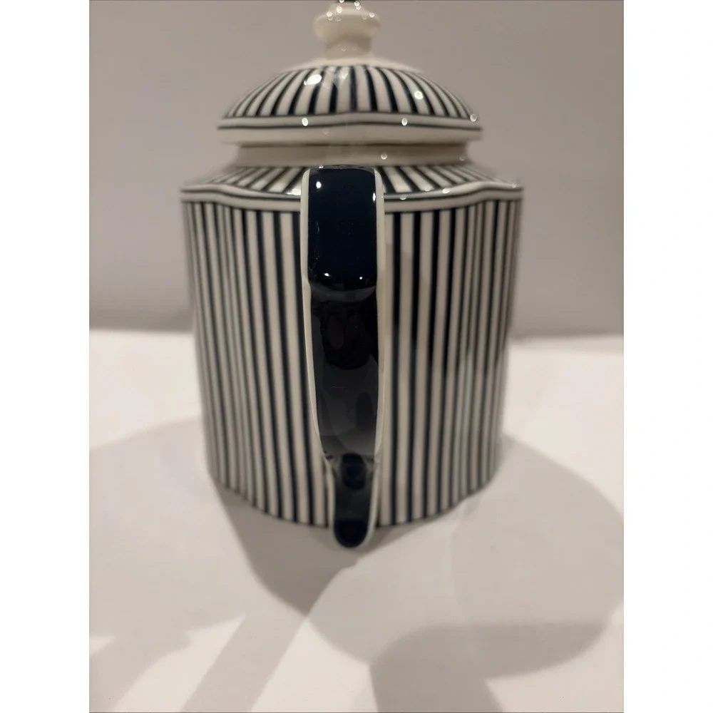 Monterey Bay‎ Dark Blue Stripes Fine Porcelain Teapot & Lid Large B81